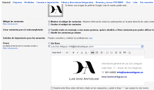 Configuración de firma de correo Gmail