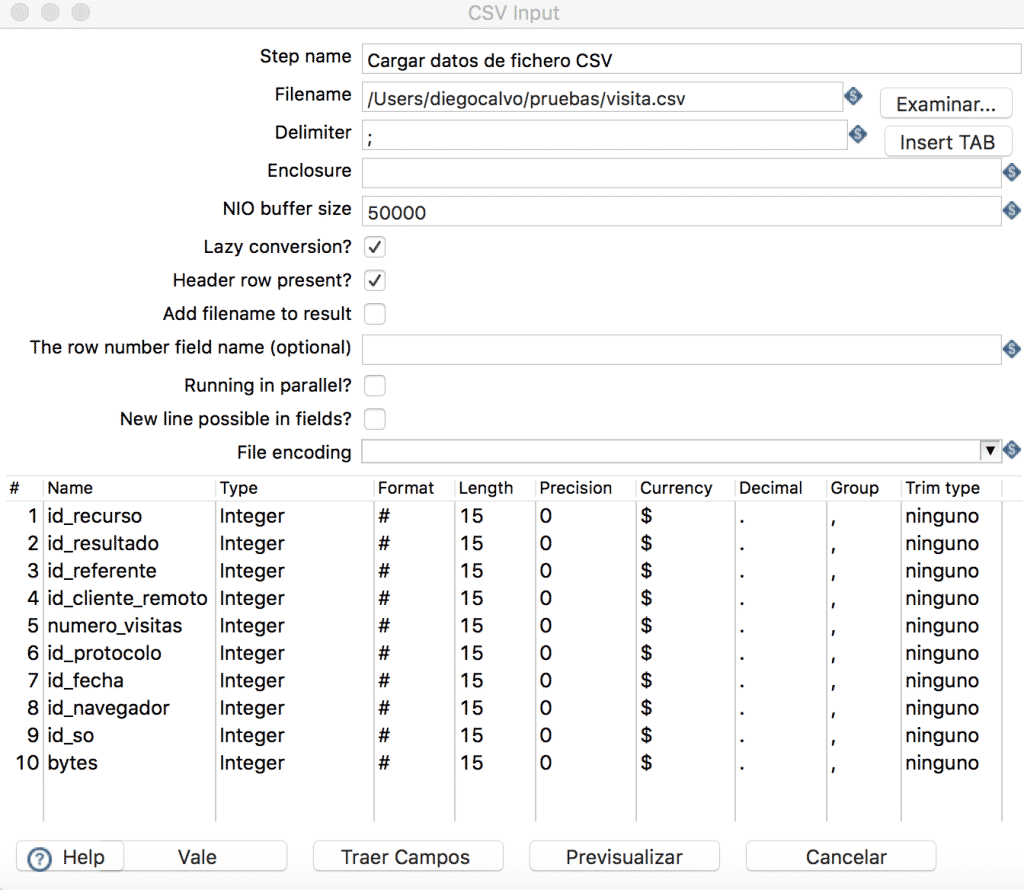 cargar datos de CSV