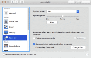 Configuración de lectura de textos en Mac