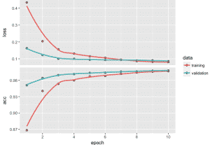 Evolución de predicción y perdidas en función de las épocas en CNN