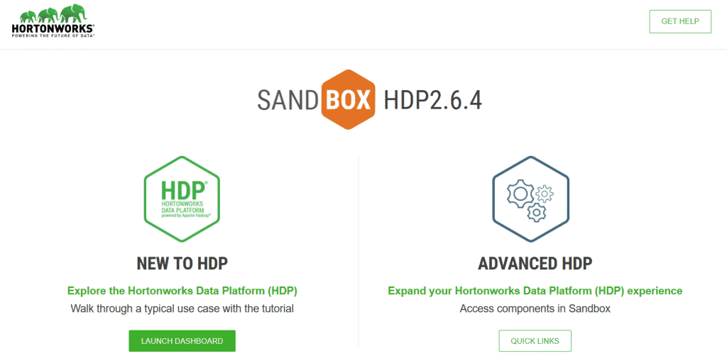 Hortonworks Initial interface